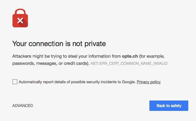 SSL Certificate Warning